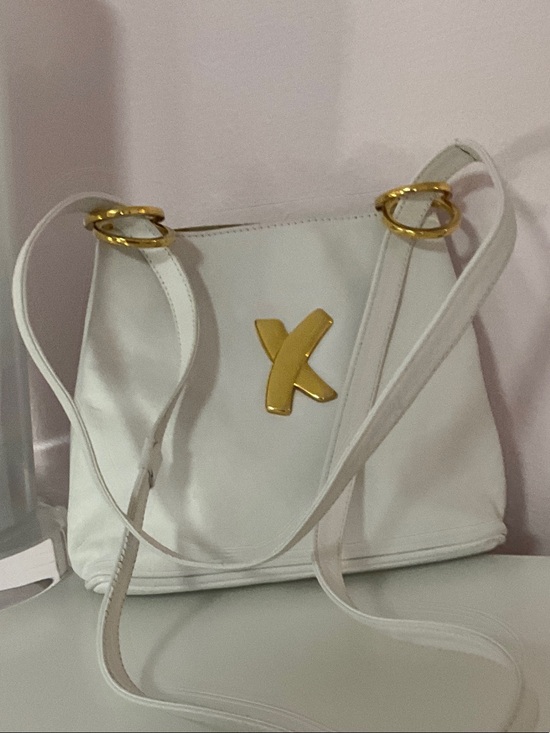 Paloma Picasso Handbags - Paloma Picasso White Shoulder Bag with Gold X Accent
